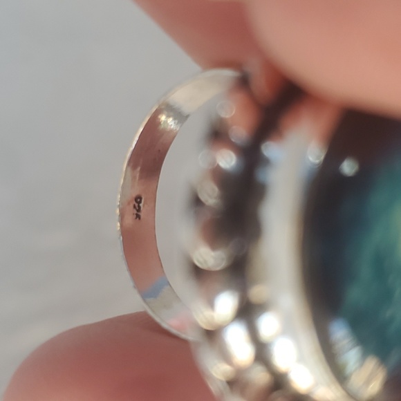 New Nebula Galaxy Celestial Art Glass Abstract, Hypnotic 925 Silver Ring. - Picture 5 of 6